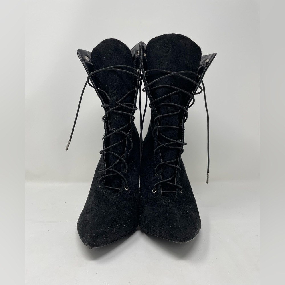 Cape Robbin Black Heels Women Lace Up Boots Suede Size 10 - Picture 2 of 8